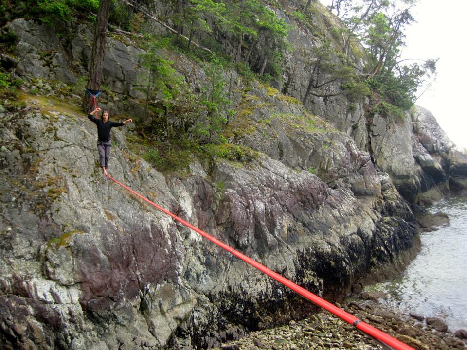 My first time getting really comfortable on a highline - approx. 25m long - double 1-inch tubular webbing - Lighthouse Park, West Vancouver, BC, Canada